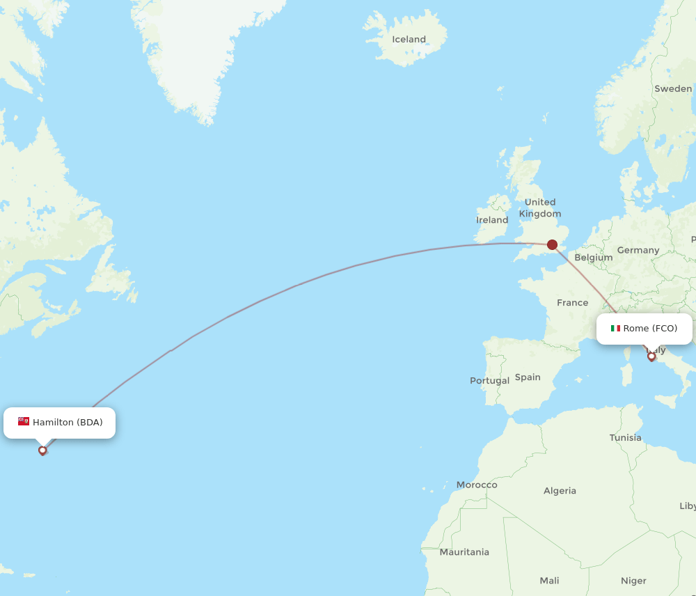 FCO-BDA flight routes