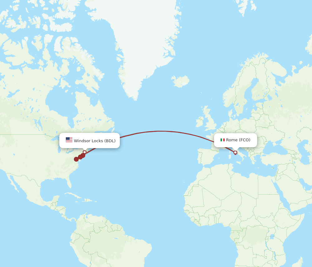 FCO-BDL flight routes