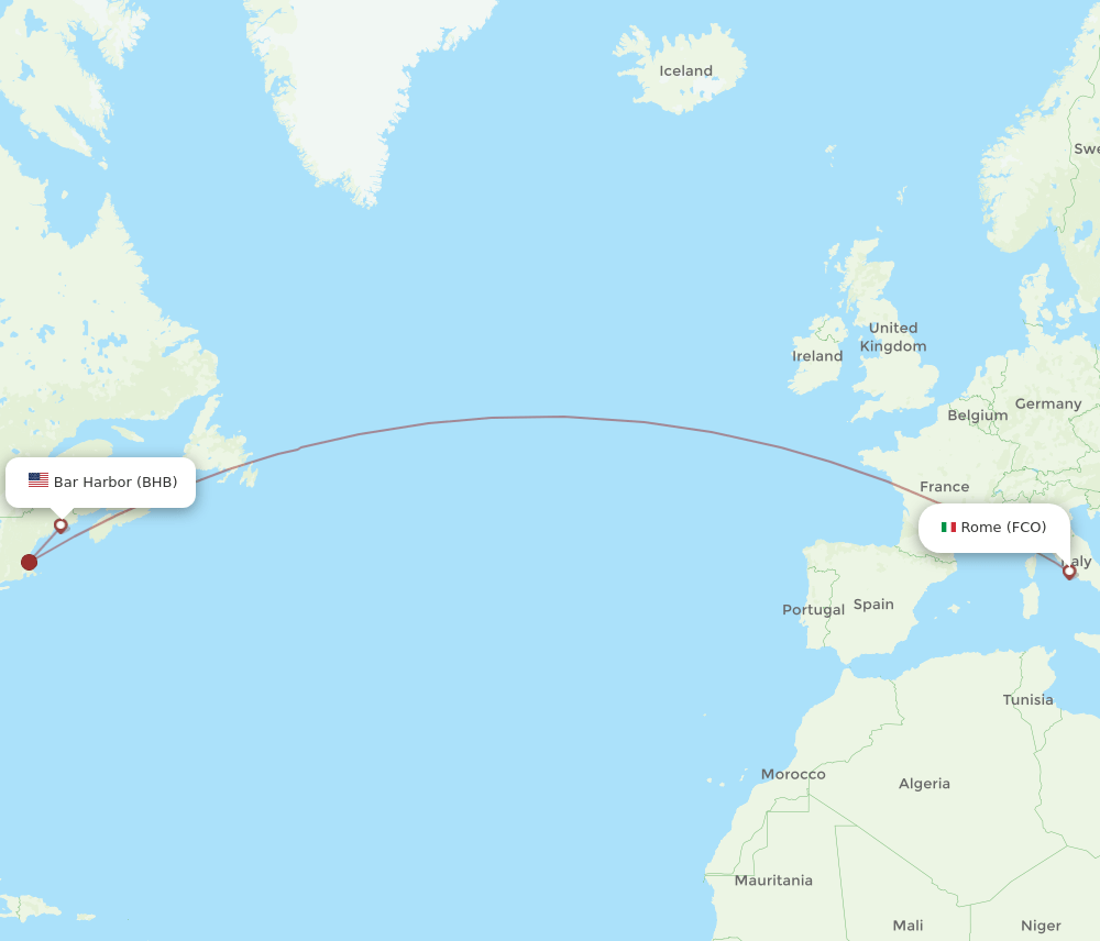 FCO-BHB flight routes