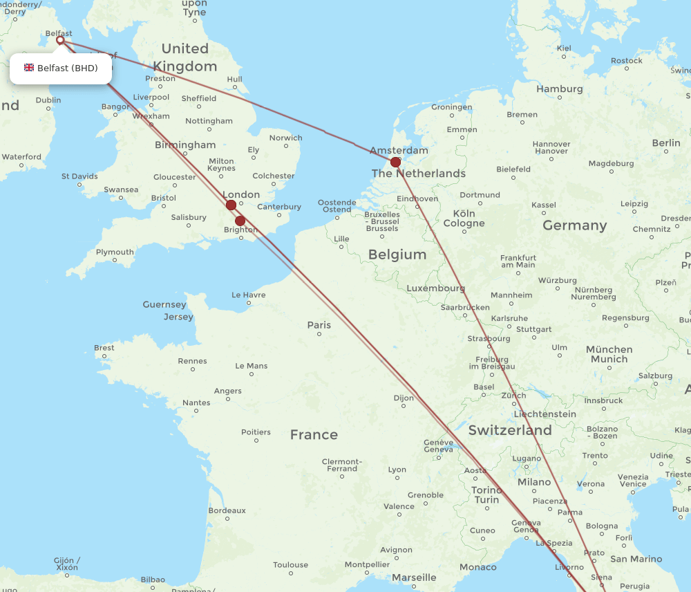 FCO-BHD flight routes