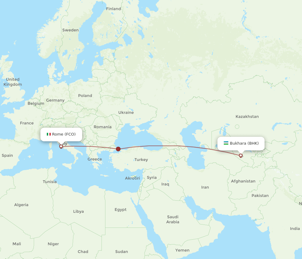 FCO-BHK flight routes
