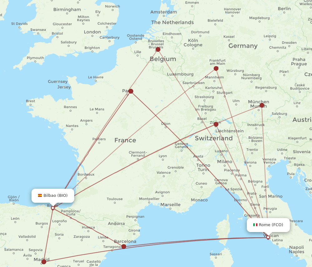 FCO-BIO flight routes