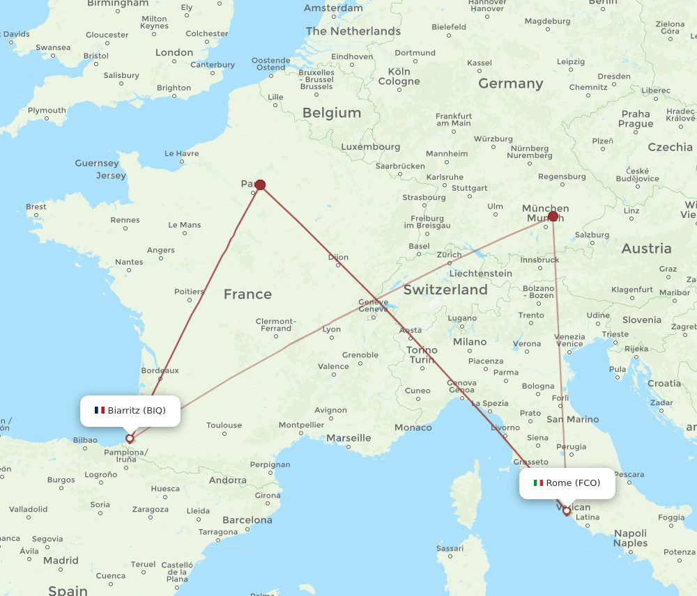 FCO-BIQ flight routes