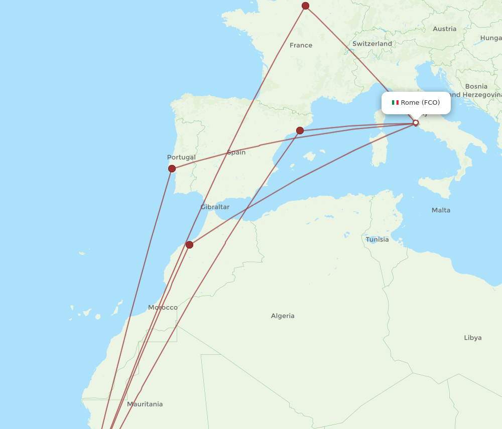 FCO-BJL flight routes