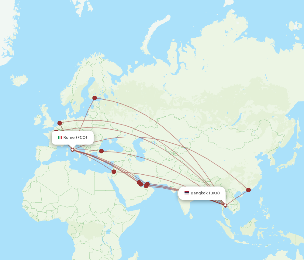 FCO-BKK flight routes