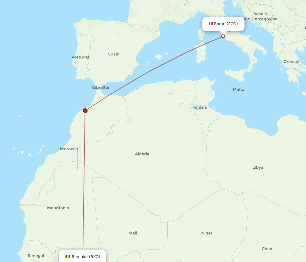 FCO-BKO flight routes
