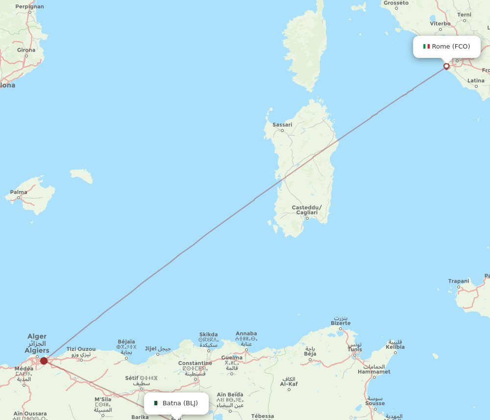 FCO-BLJ flight routes