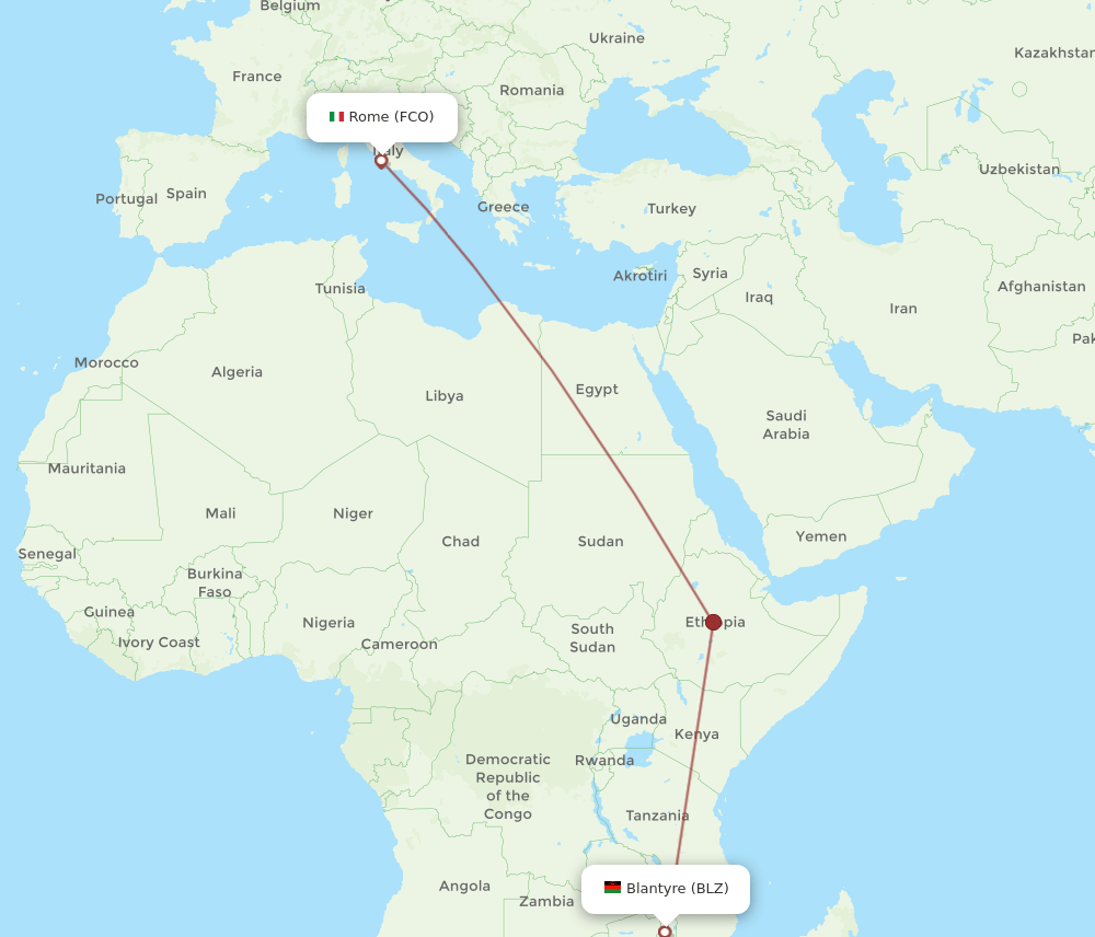 FCO-BLZ flight routes