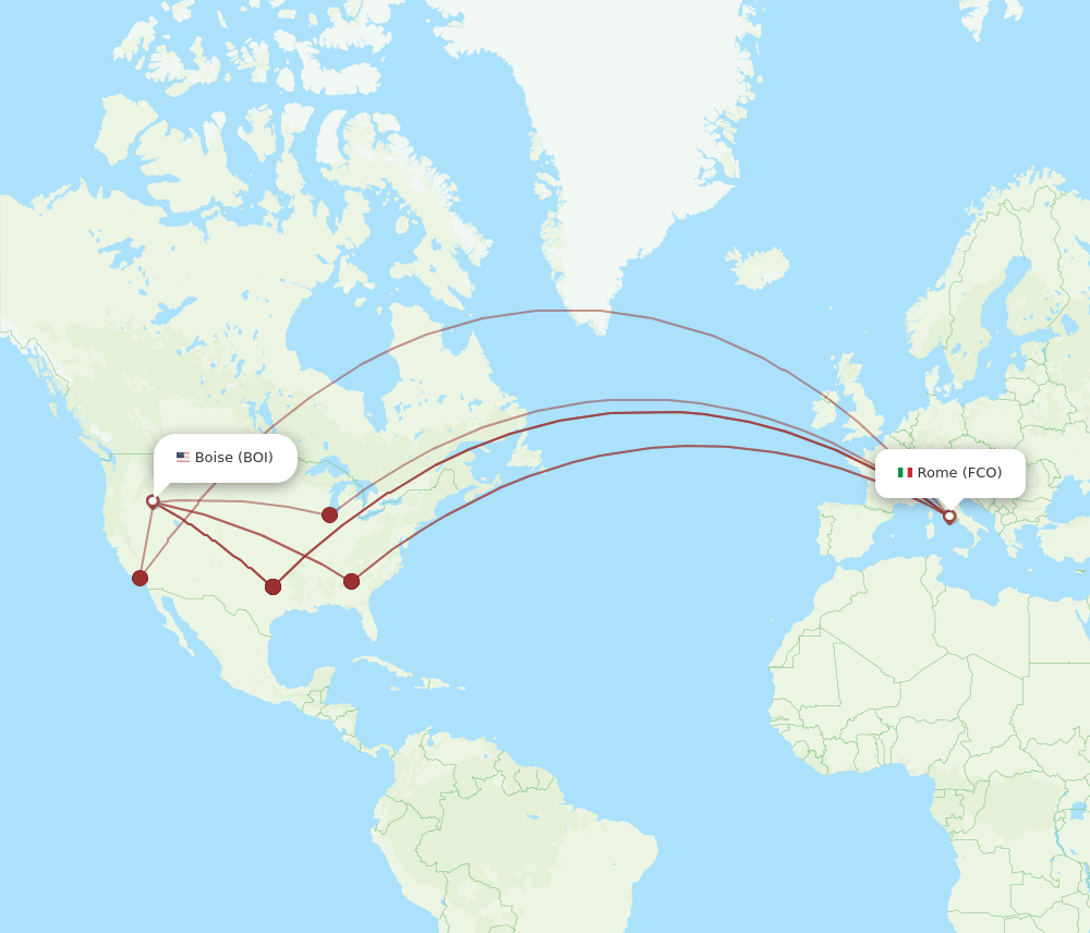 FCO-BOI flight routes