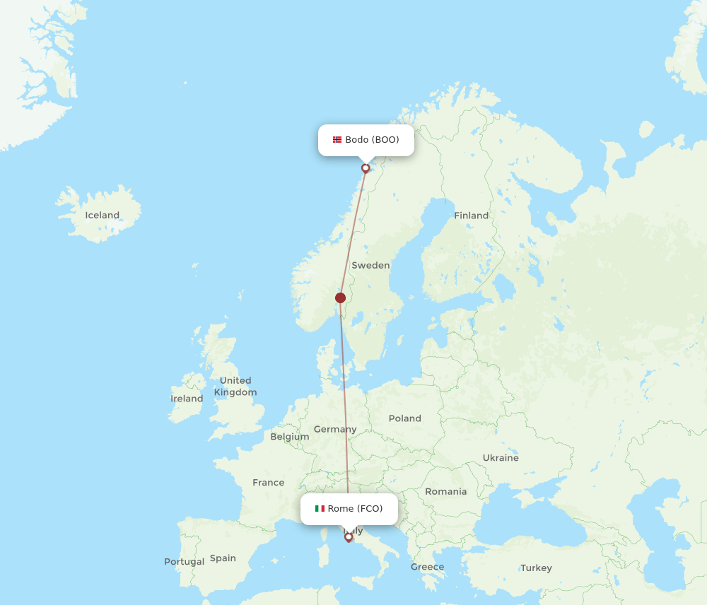 FCO-BOO flight routes