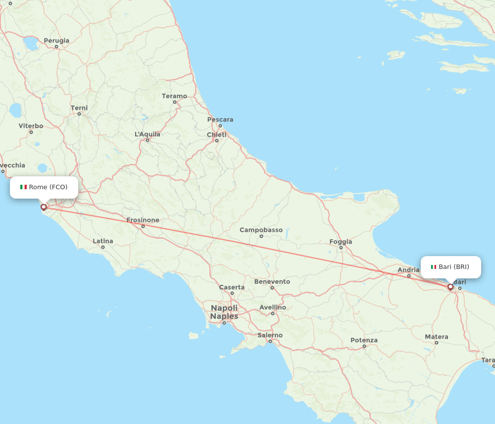 FCO to BRI flights and routes map