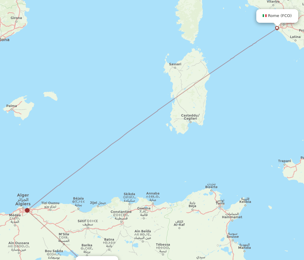 FCO-BSK flight routes
