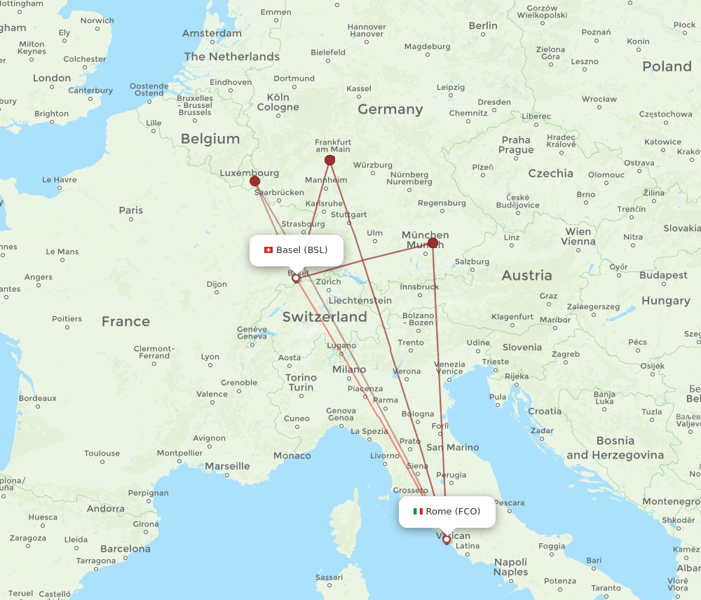 FCO-BSL flight routes