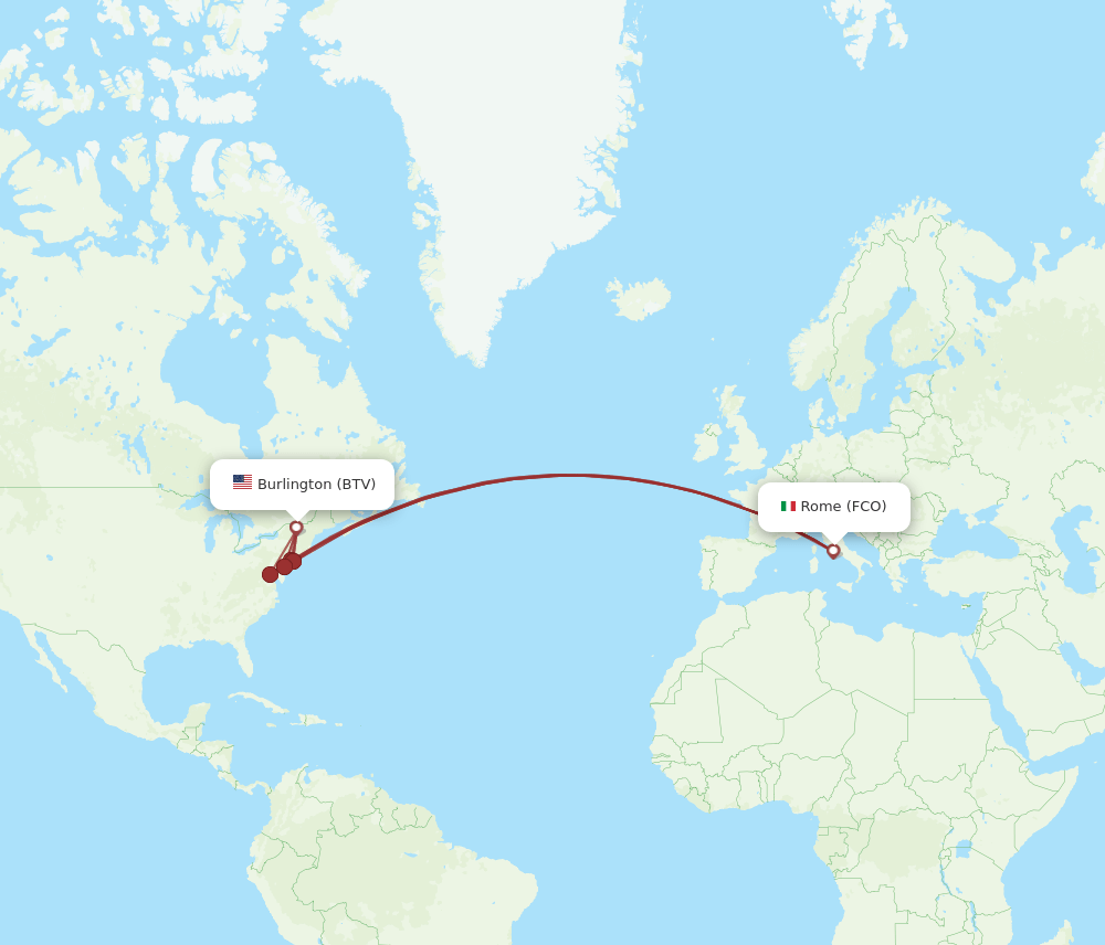 FCO-BTV flight routes