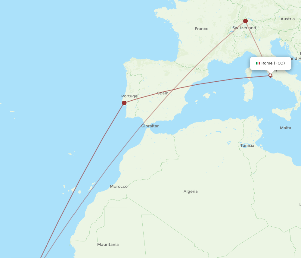 FCO to BVC flights and routes map