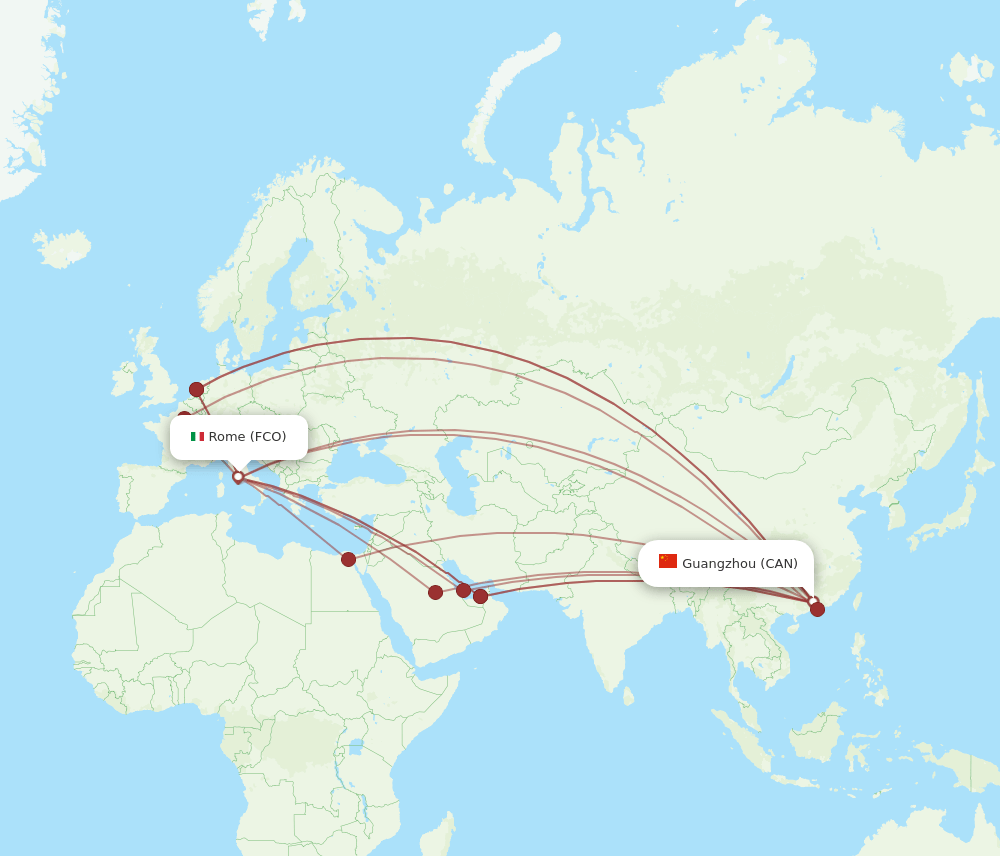 FCO-CAN flight routes
