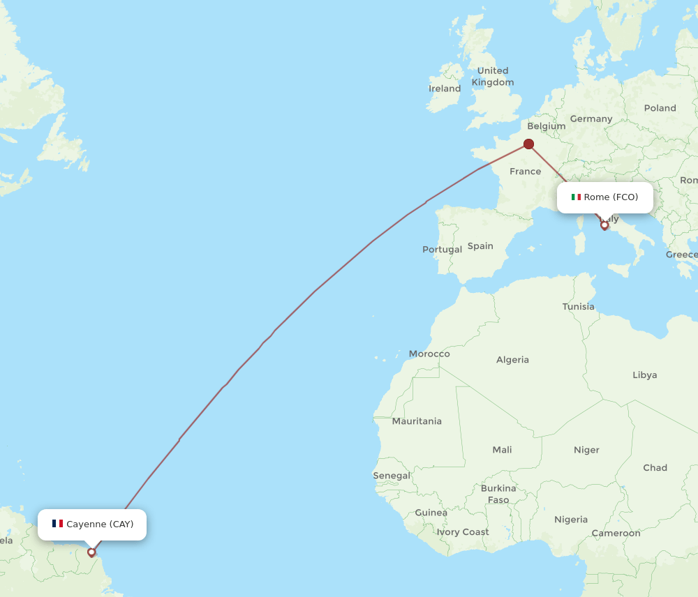 FCO-CAY flight routes