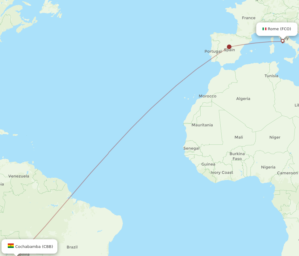 FCO-CBB flight routes