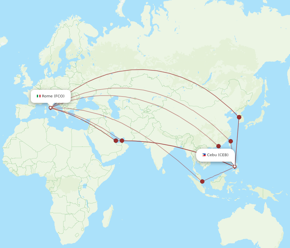 FCO-CEB flight routes