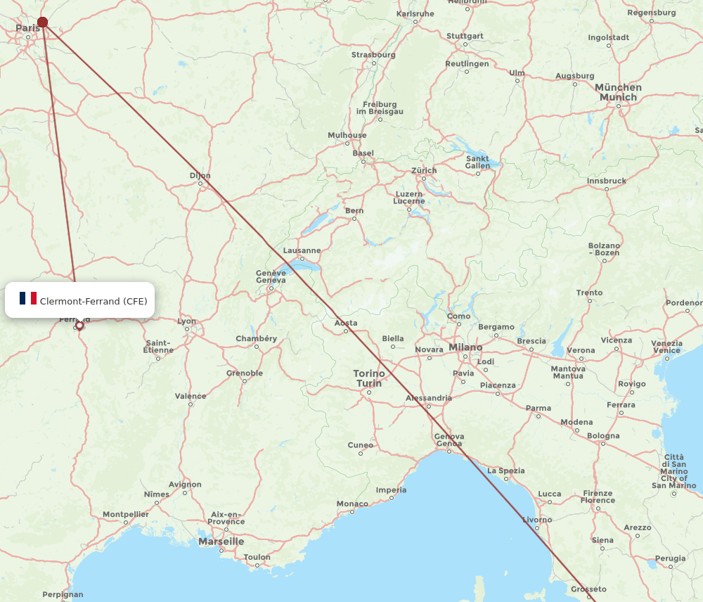FCO-CFE flight routes