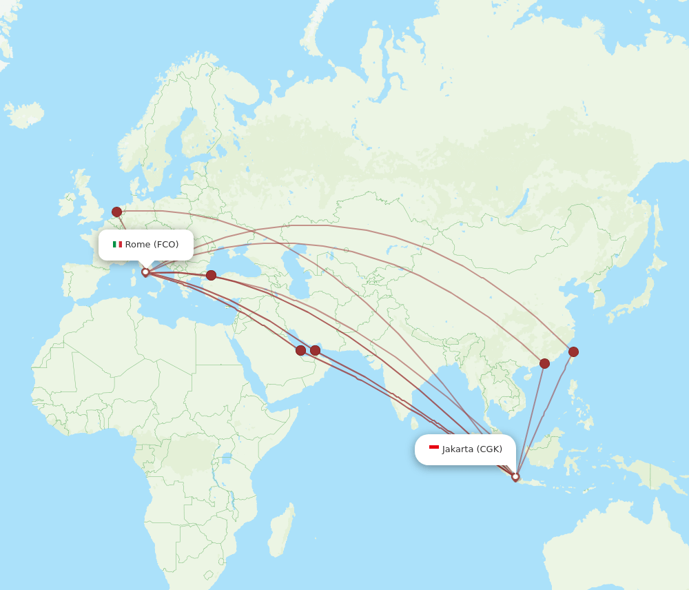 FCO to CGK flights and routes map