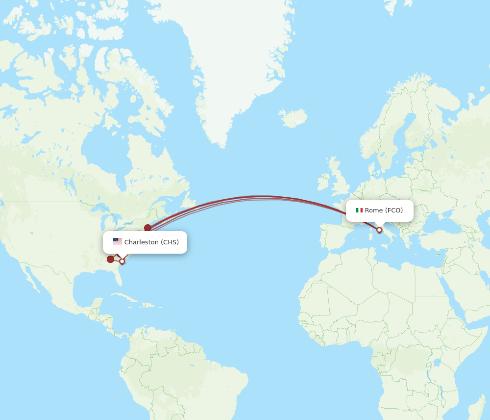 FCO-CHS flight routes