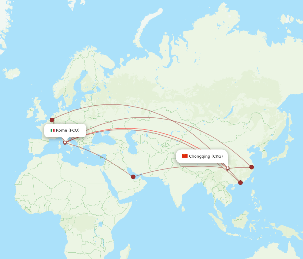 FCO-CKG flight routes