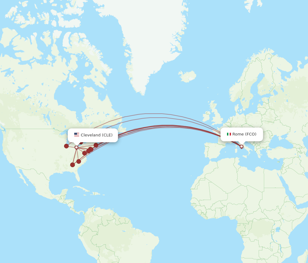 FCO-CLE flight routes