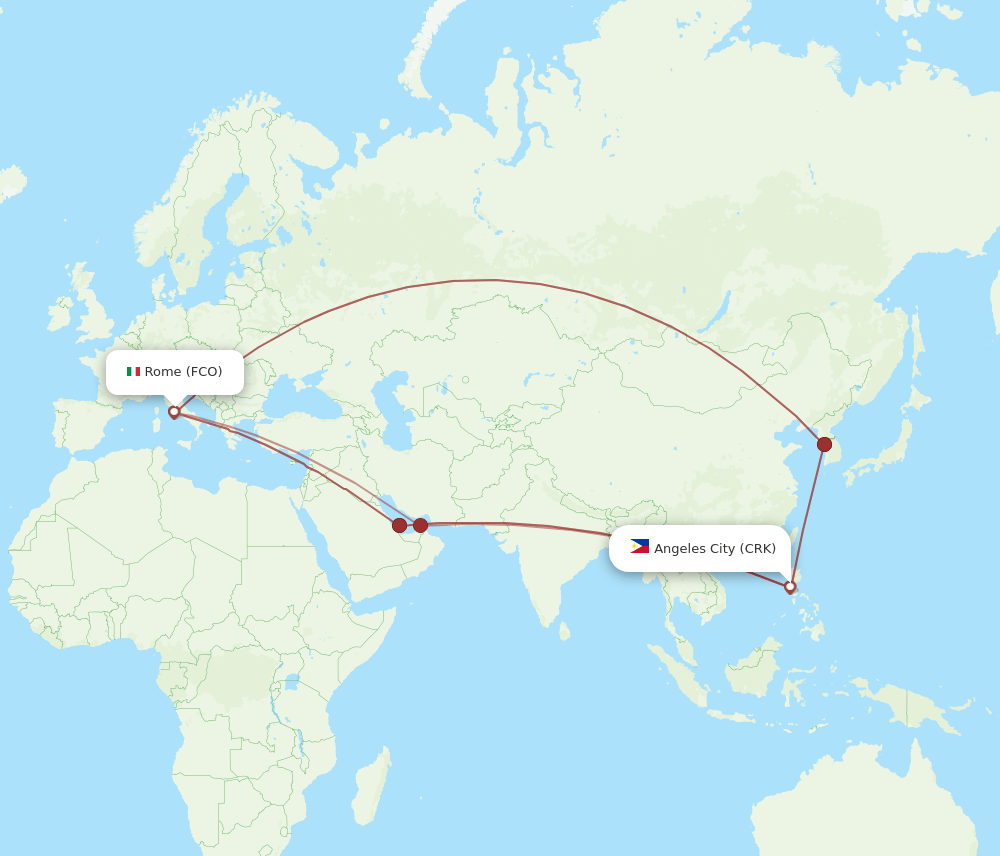 FCO to CRK flights and routes map