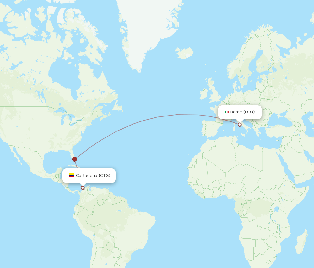 FCO-CTG flight routes