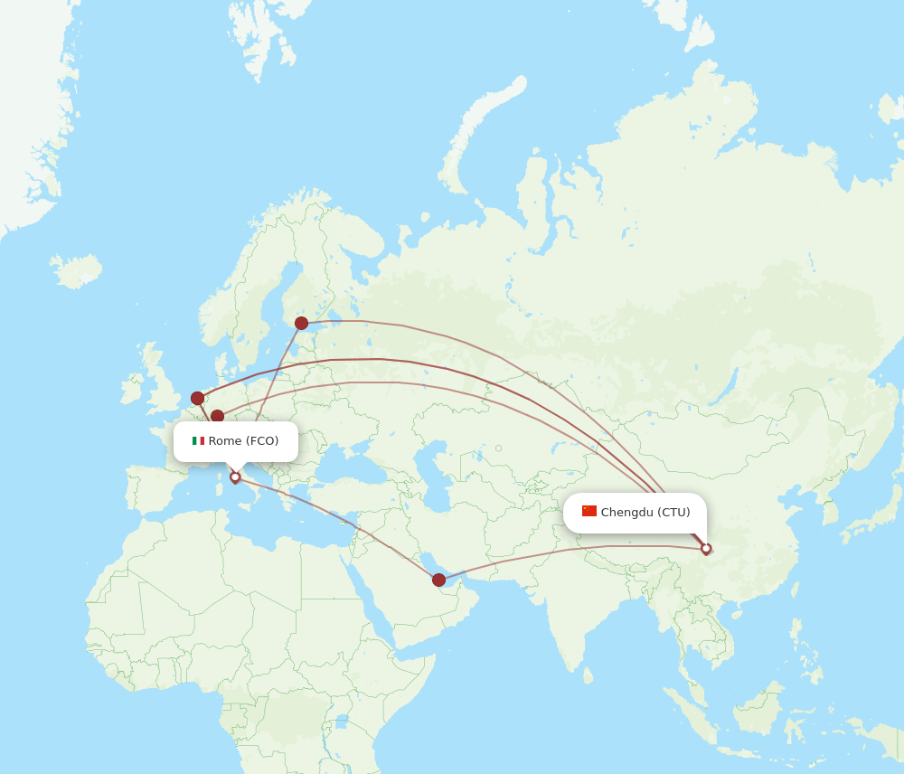 FCO to CTU flights and routes map