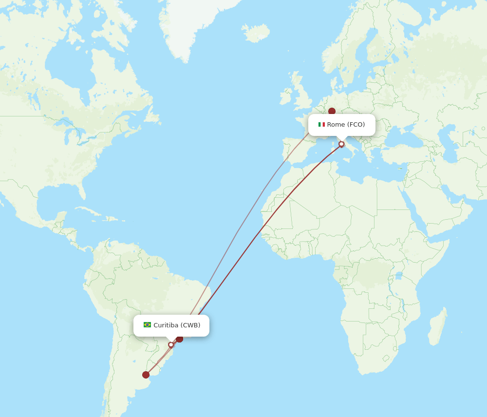 FCO-CWB flight routes