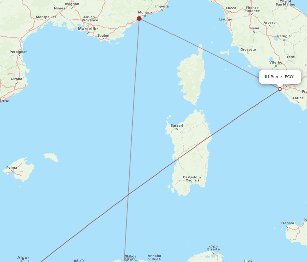 FCO-CZL flight routes