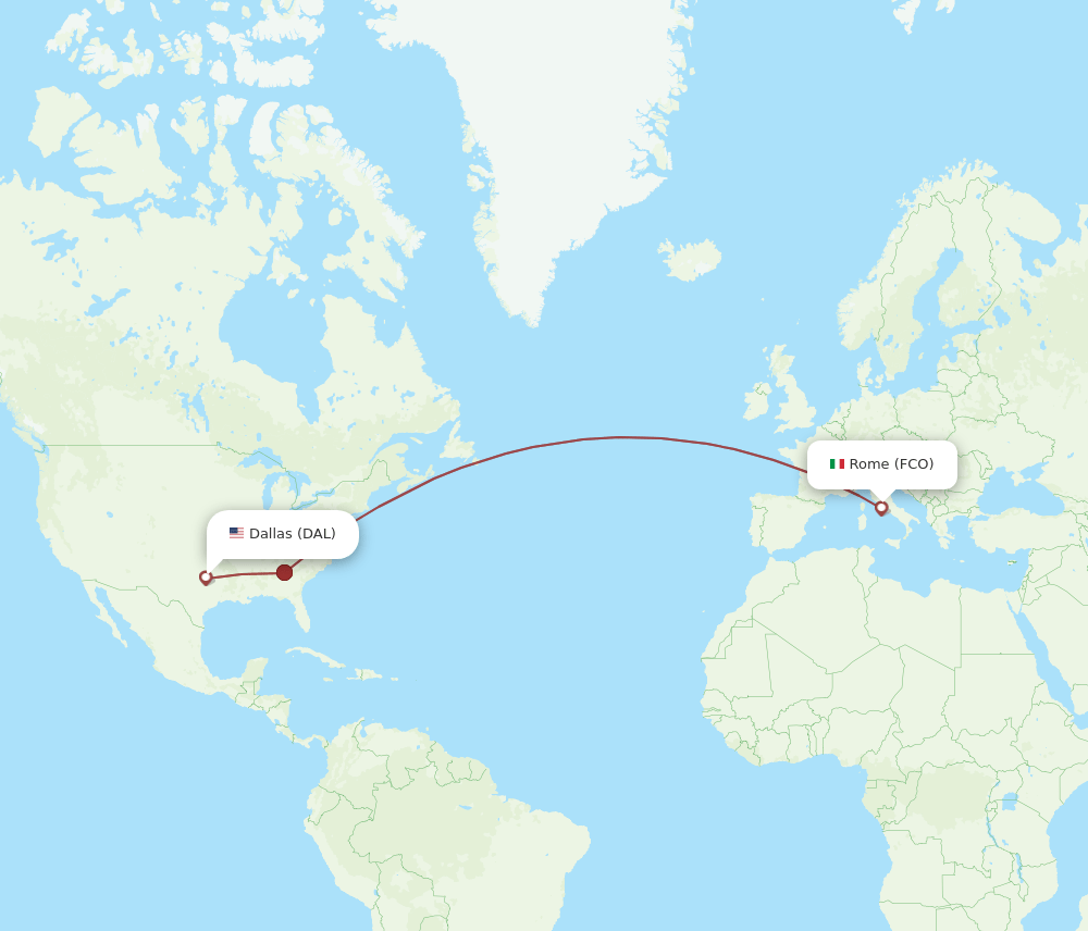 FCO-DAL flight routes