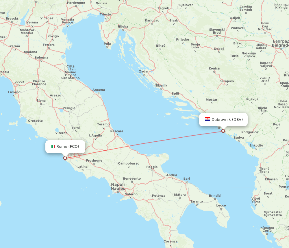 FCO-DBV flight routes