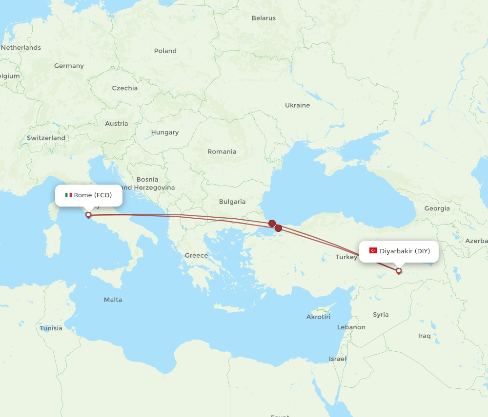 FCO-DIY flight routes
