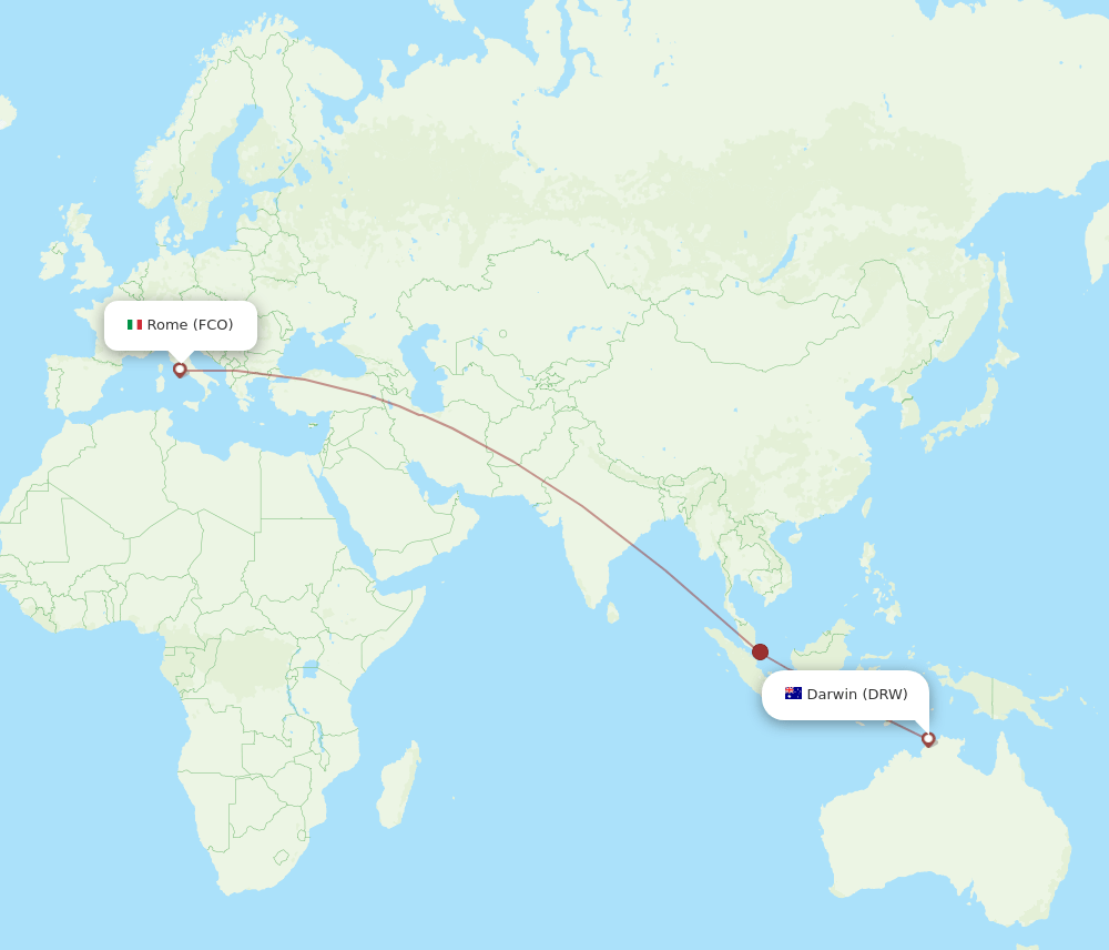 Darwin - Rome route map and flight paths