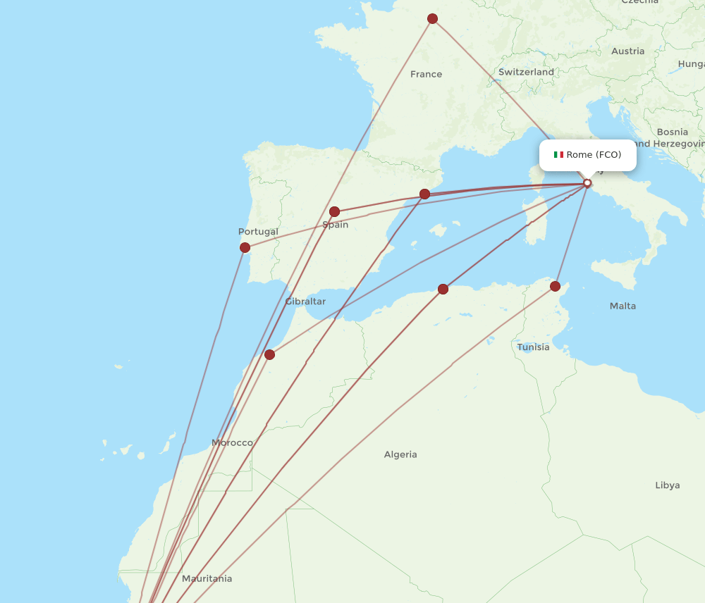 FCO-DSS flight routes