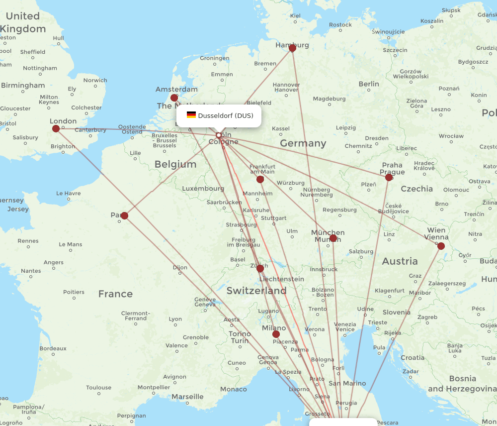 FCO-DUS flight routes