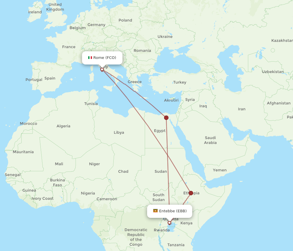 FCO-EBB flight routes