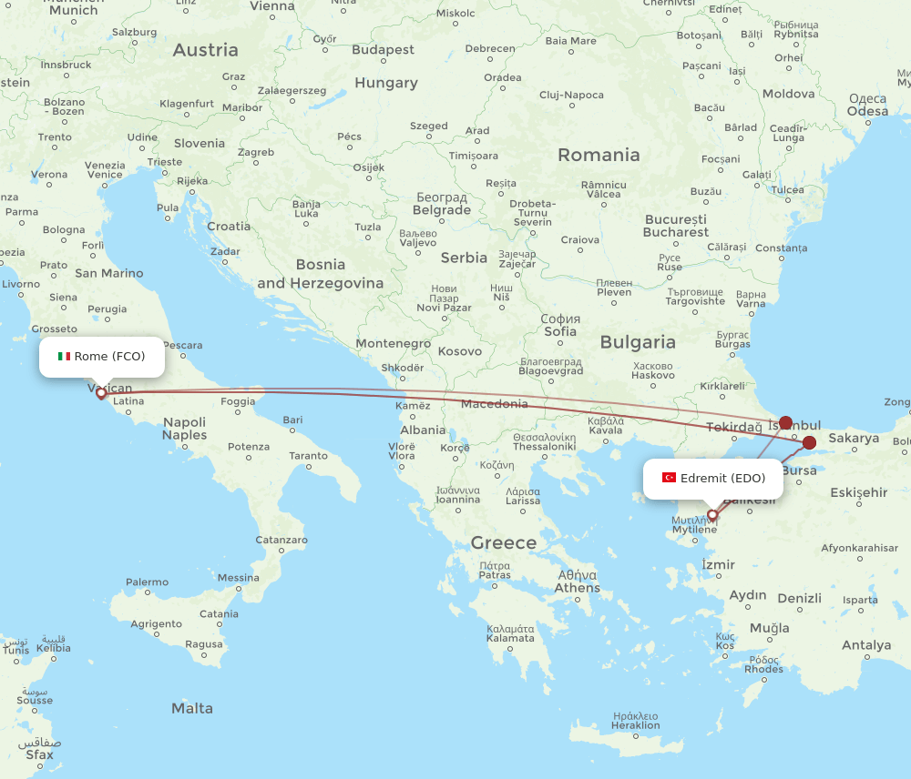 FCO-EDO flight routes