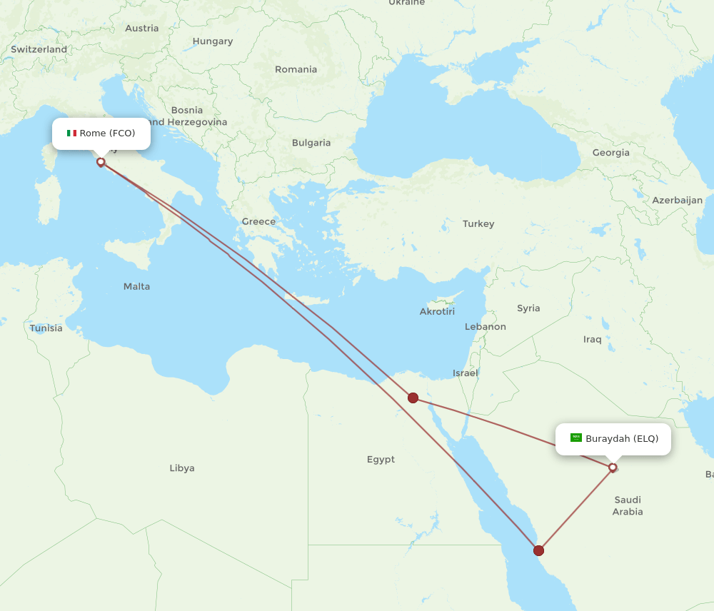 FCO to ELQ flights and routes map
