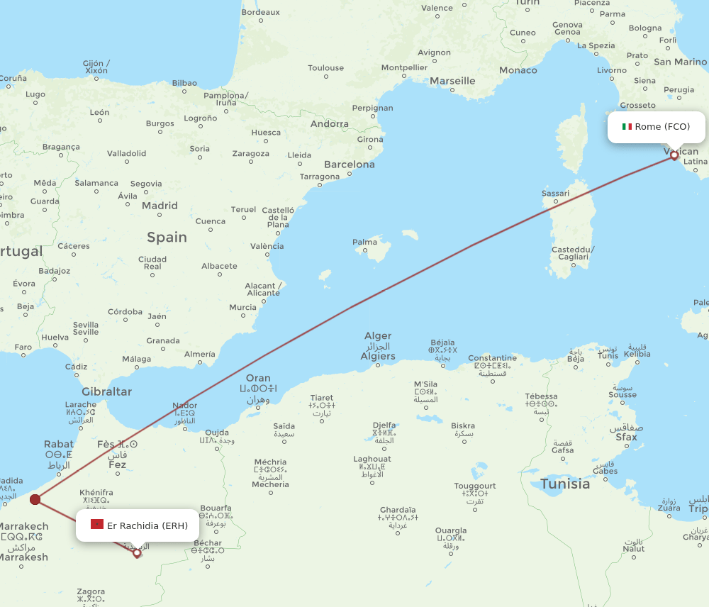 FCO-ERH flight routes