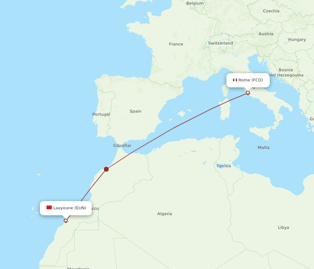 FCO-EUN flight routes