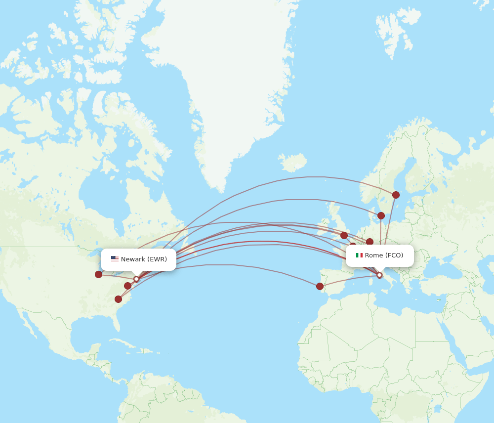 FCO-EWR flight routes