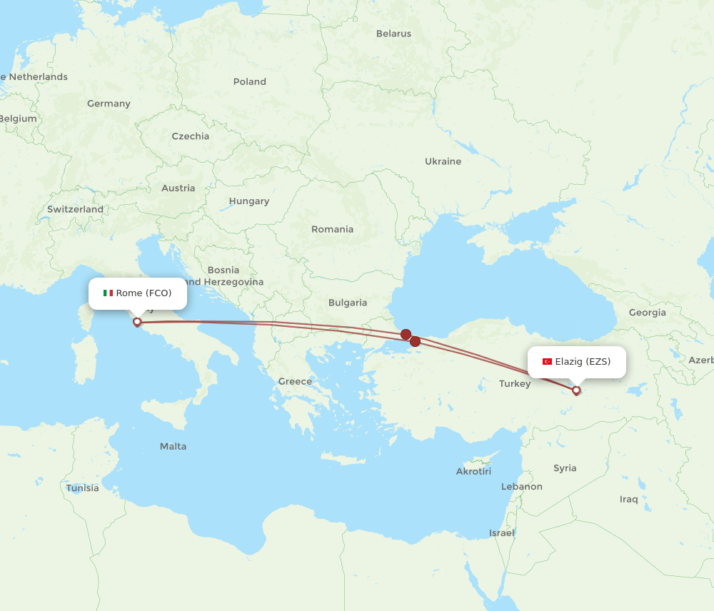 FCO-EZS flight routes
