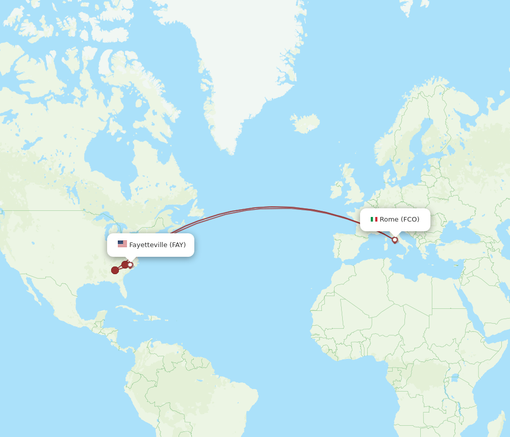 FCO-FAY flight routes