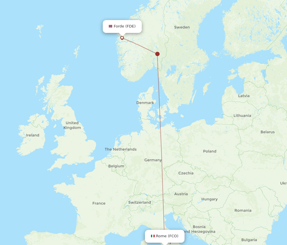 FCO-FDE flight routes