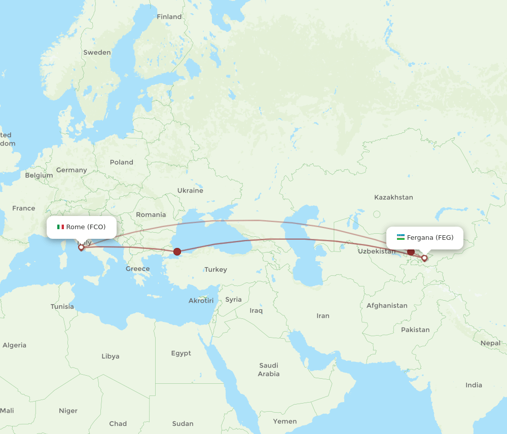 FCO-FEG flight routes