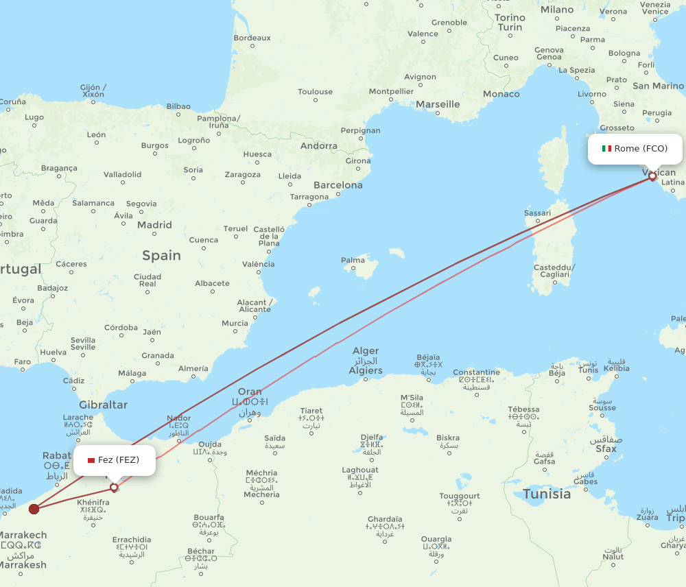 FCO-FEZ flight routes